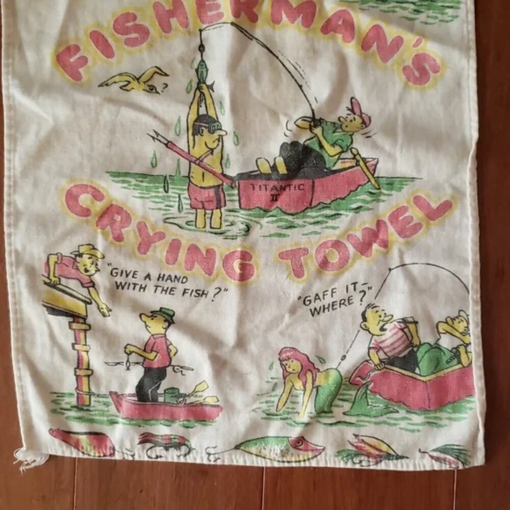 TWO ITEMS: 1950s Fisherman's Crying Towel and 1970s 201 Plans For You booklet - Picture 5 of 7